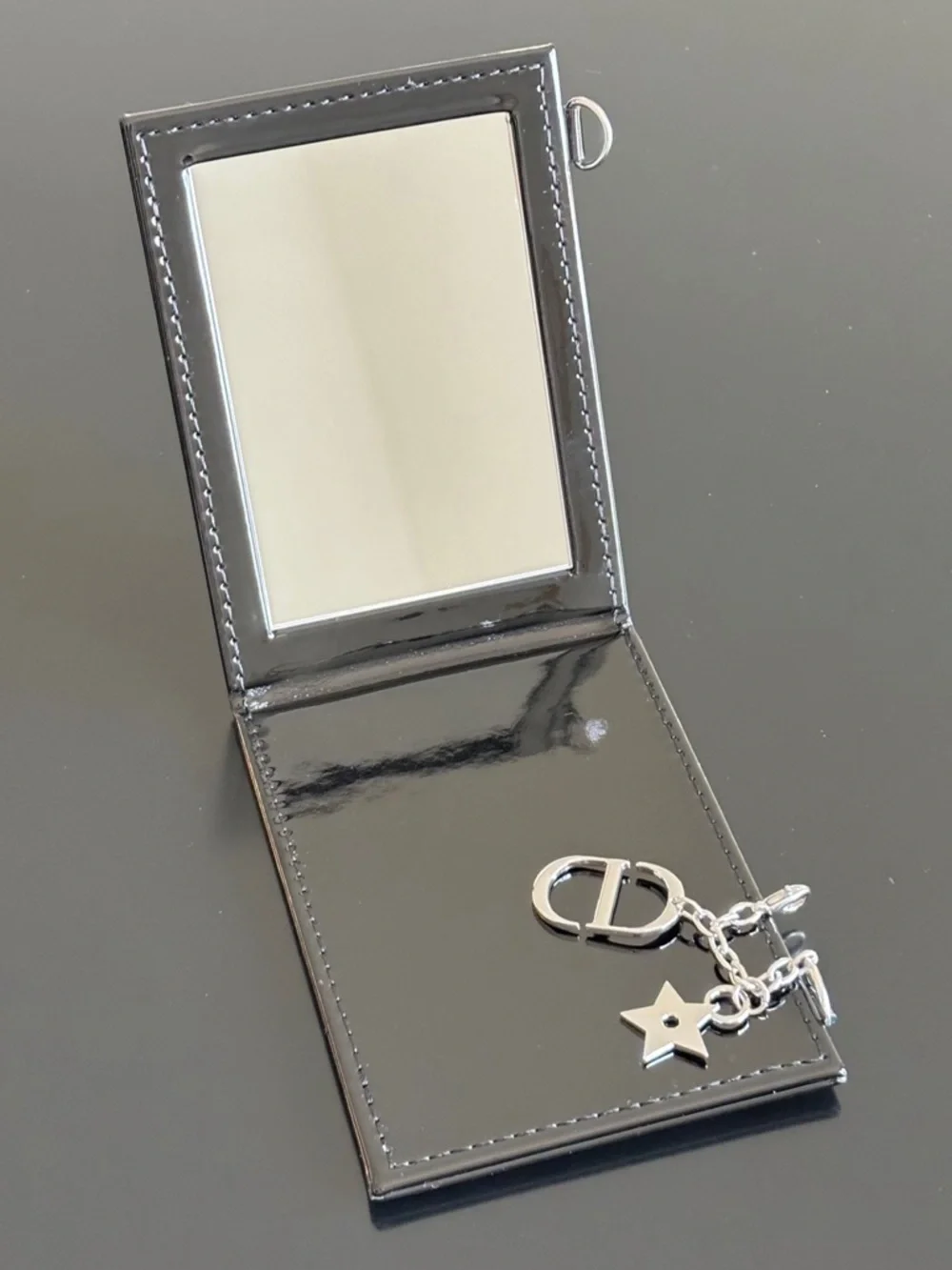 Dior Black Patent Mirror w/ Charms + Box